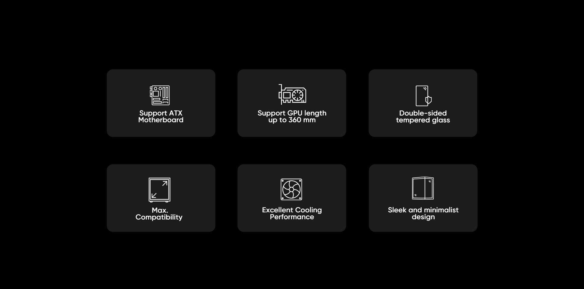Support ATX motherboard with cooling, durability, and compatibility features.