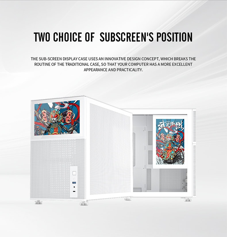 Modern sub-screen display case with colorful artwork for MI6-EV.