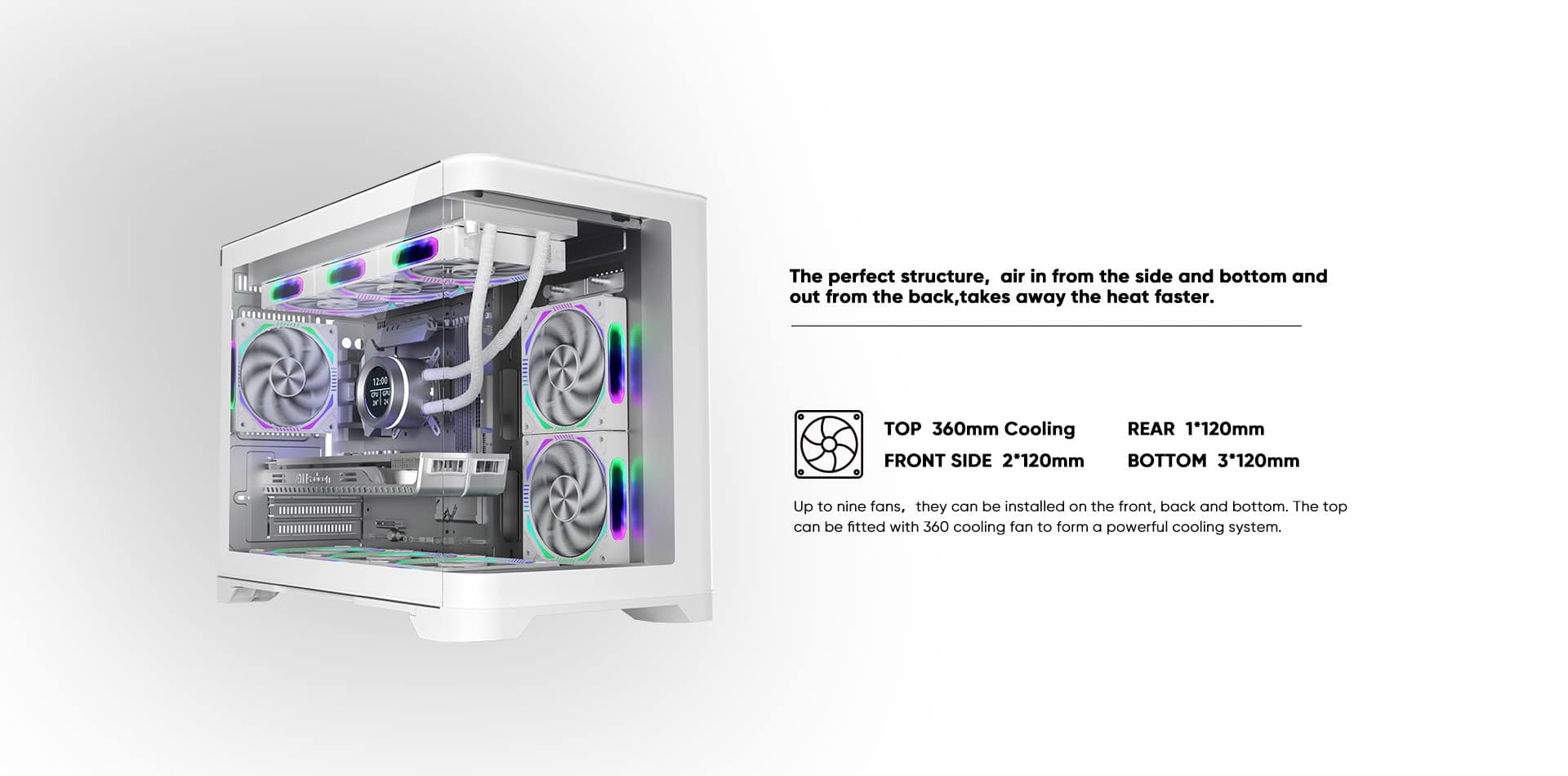 Custom gaming PC with advanced cooling and RGB lighting for optimal performance.