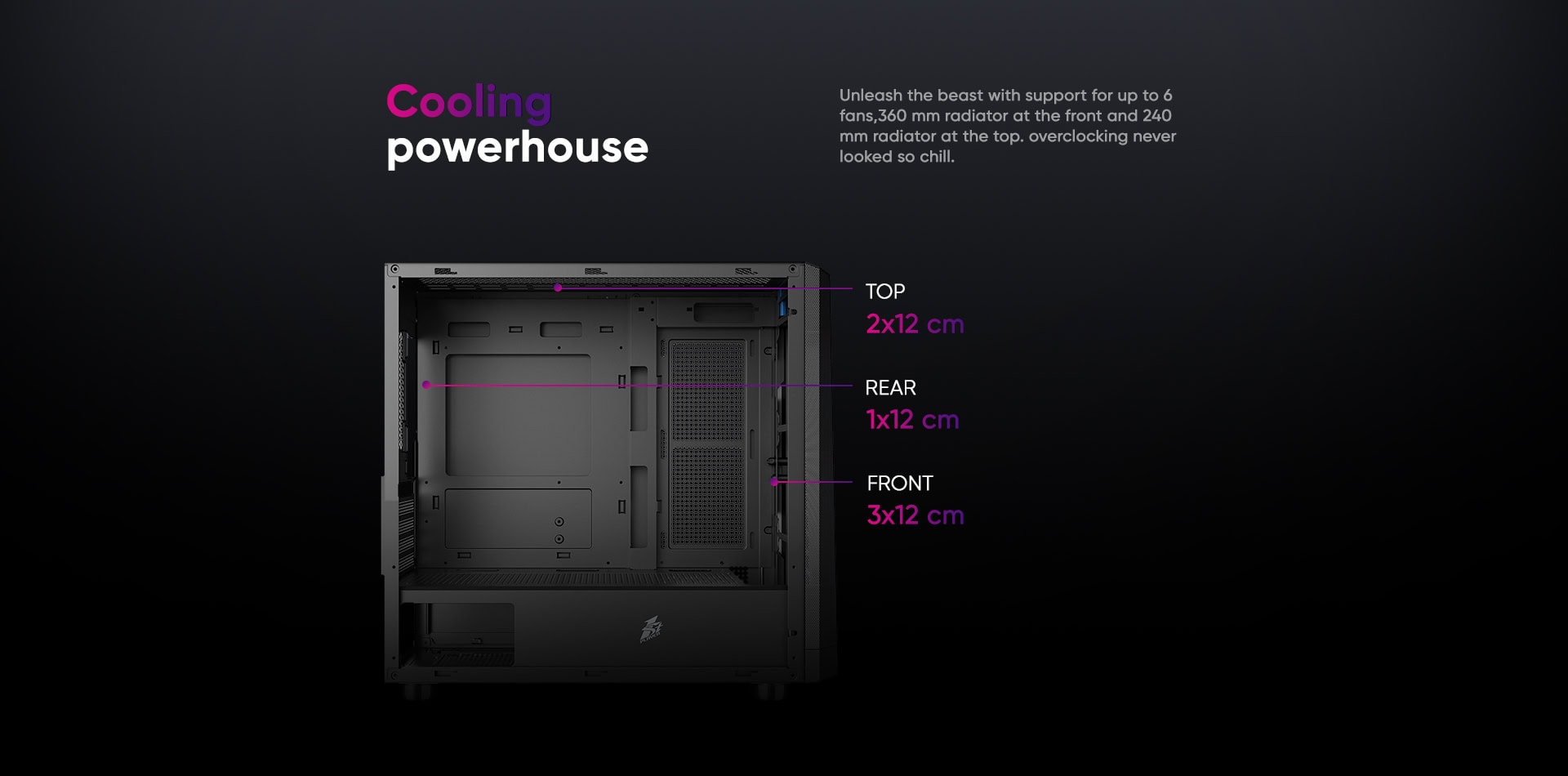 High-performance computer case with optimized cooling and airflow design.