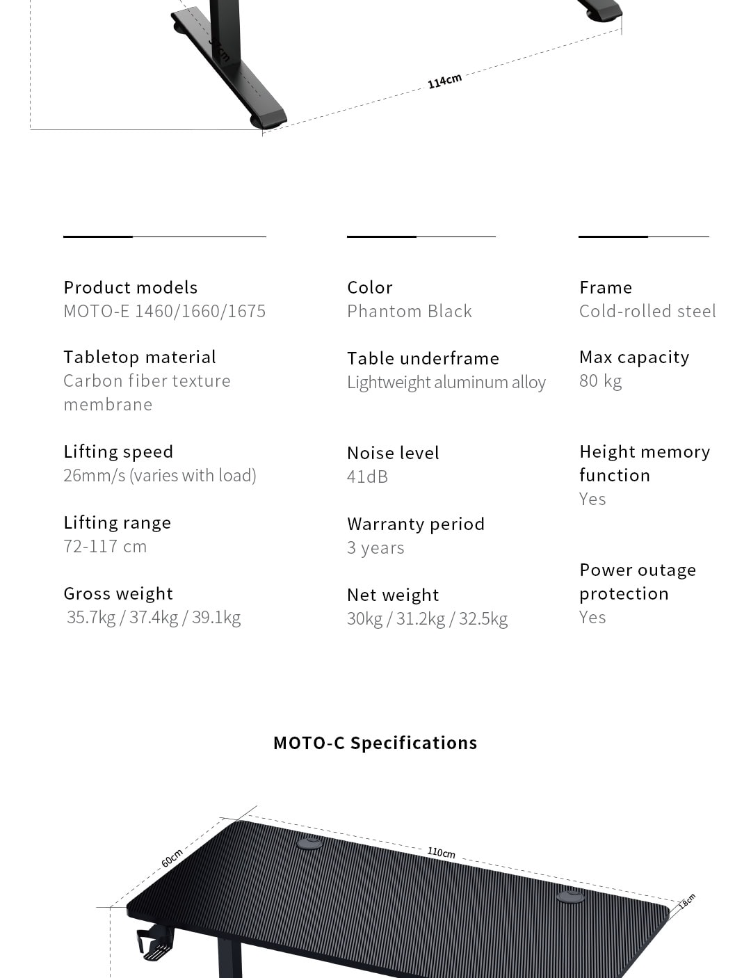 Gaming desk with carbon fiber texture, lightweight aluminum frame, and customizable height for optim.