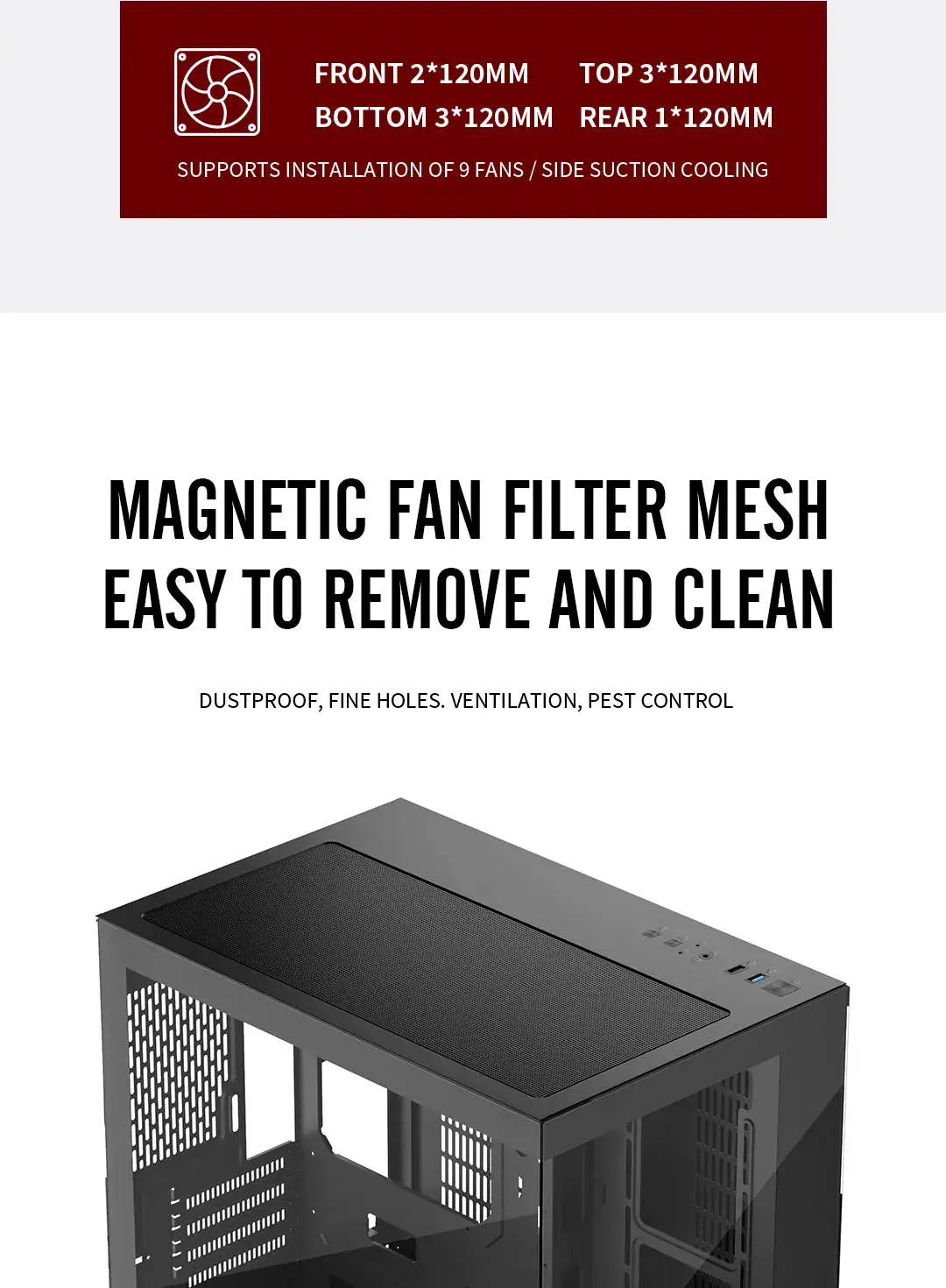 Easy to Remove and Clean Computer Fan Filter.