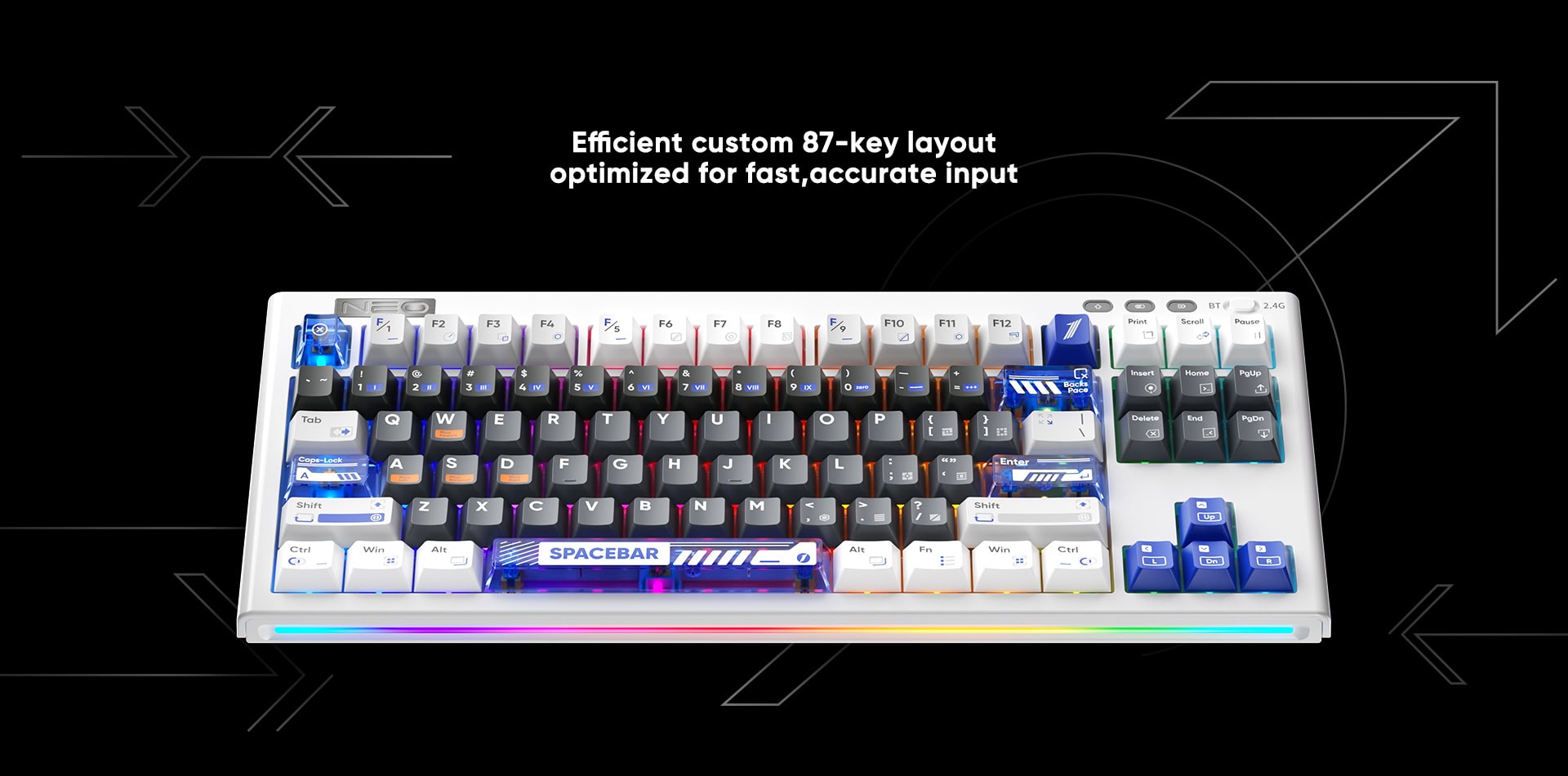 High-quality mechanical gaming keyboard with customizable keys and RGB lighting for enhanced gaming.