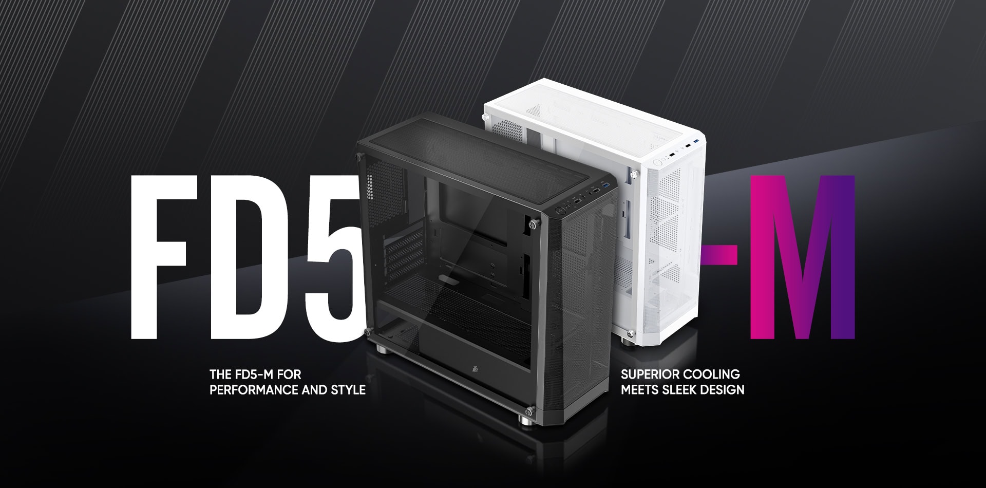FDS-5 black and white PC case with sleek design and superior cooling features.