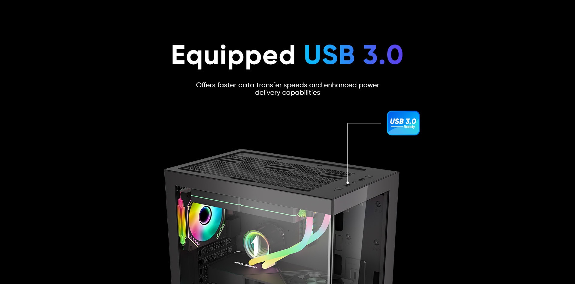 Powerful gaming desktop featuring advanced cooling and customizable RGB lighting.